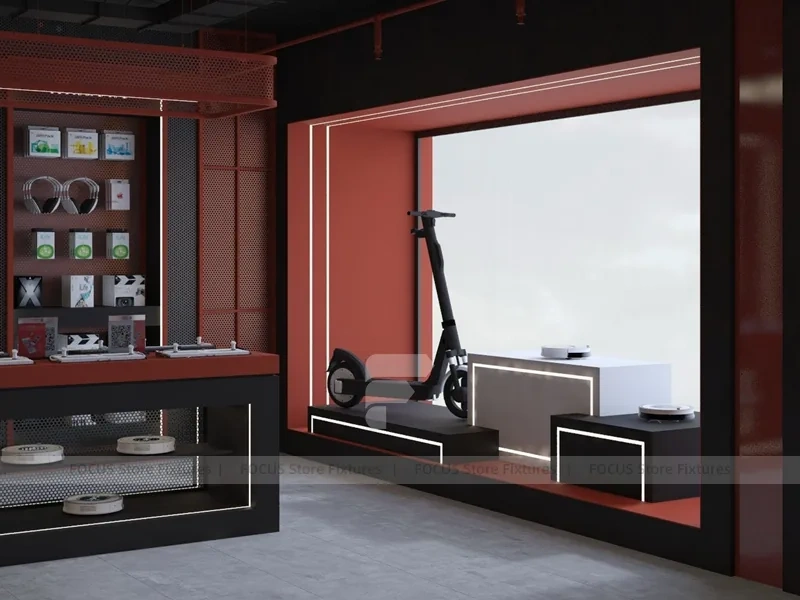 Black Red Delta Mobile Storefront Fixture