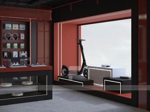 Black Red Delta Mobile Storefront Fixture