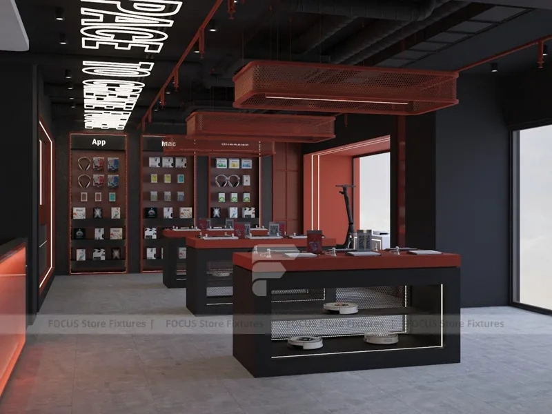 Black Red Delta Mobile Storefront Fixture