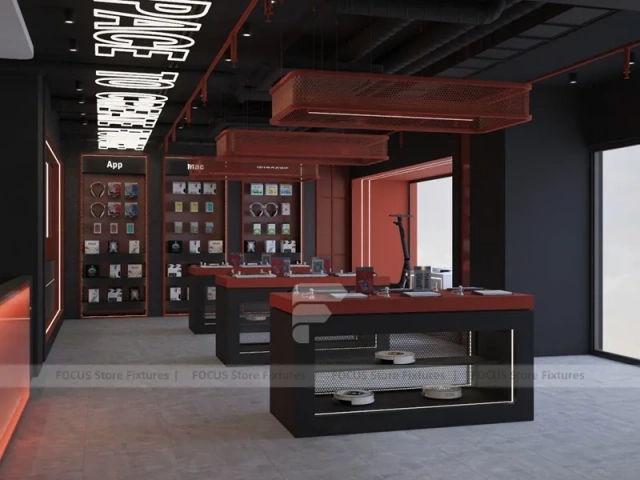 Black Red Delta Mobile Storefront Fixture