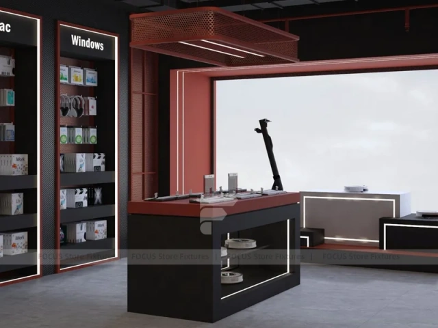 Black Red Delta Mobile Storefront Fixture