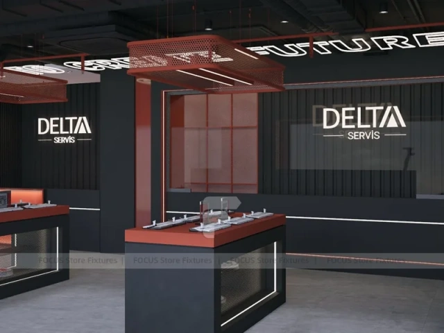 Black Red Delta Mobile Storefront Fixture