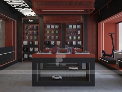 Black Red Delta Mobile Storefront Fixture