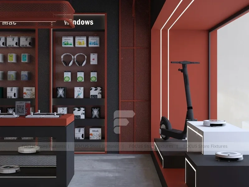 Black Red Delta Mobile Storefront Fixture