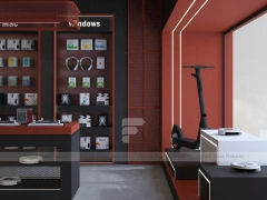 Black Red Delta Mobile Storefront Fixture