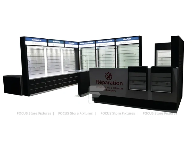 Black Red Phone Accessories Store Fixture