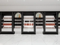 Black Skincare Display Wall with Logo Panels