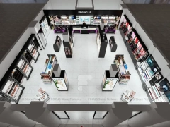 Black Skincare Display Wall with Logo Panels