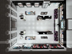 Black Skincare Display Wall with Logo Panels