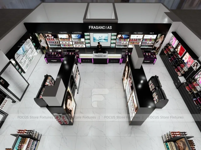 Black Skincare Display Wall with Logo Panels