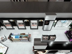 Black Skincare Display Wall with Logo Panels