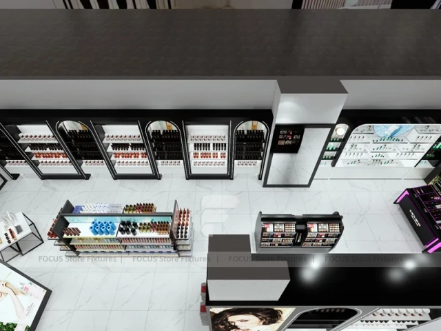 Black Skincare Display Wall with Logo Panels