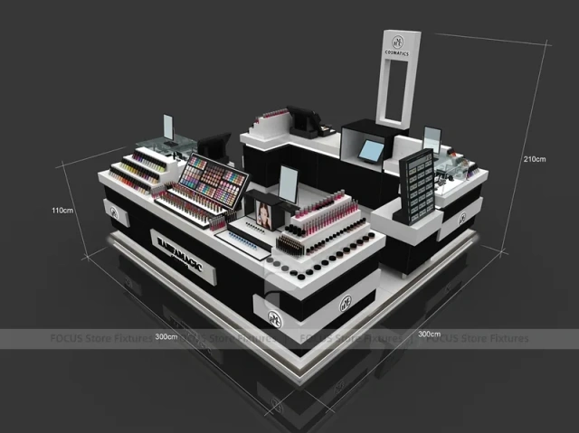 Black Tiered Makeup Gondola Display Island