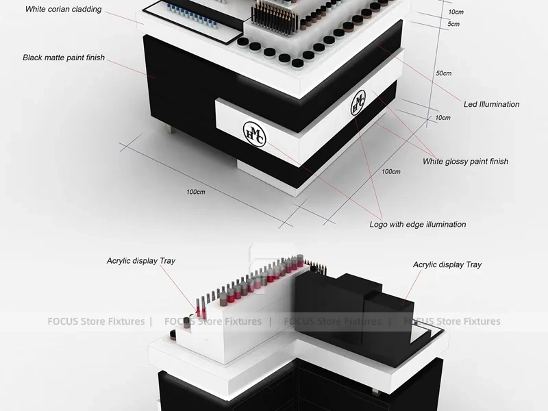 Black Tiered Makeup Gondola Display Island