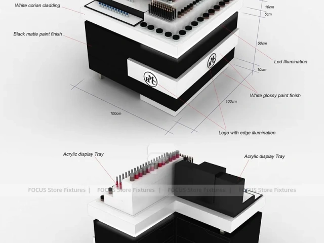 Black Tiered Makeup Gondola Display Island