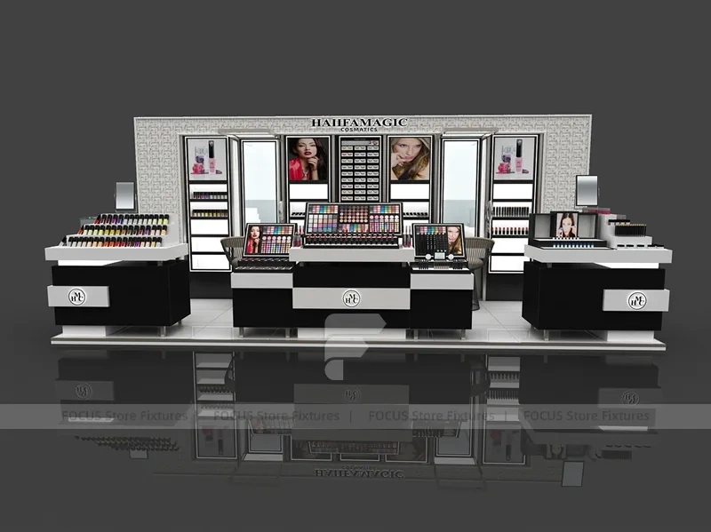Black Tiered Makeup Gondola Display Island