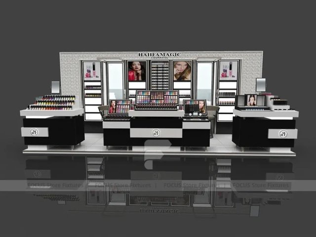Black Tiered Makeup Gondola Display Island