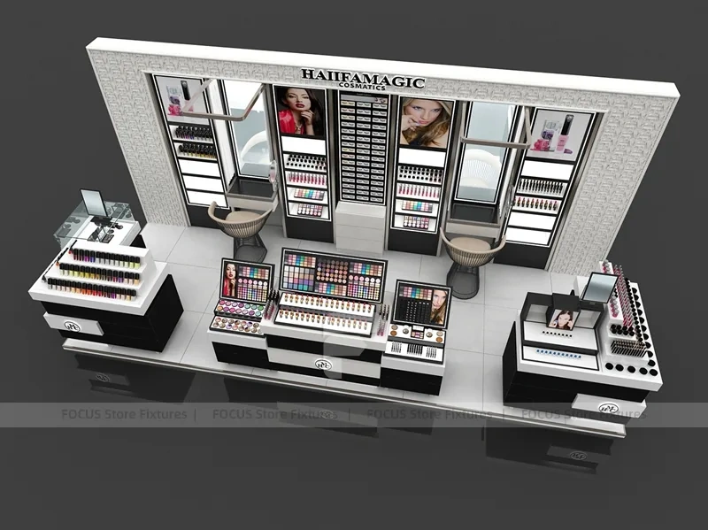 Black Tiered Makeup Gondola Display Island