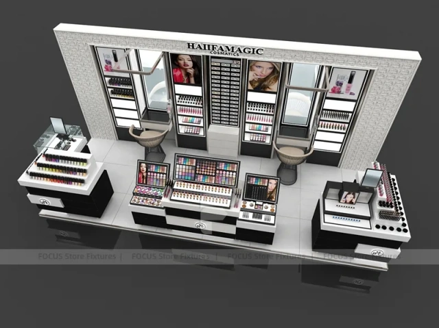 Black Tiered Makeup Gondola Display Island
