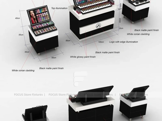Black Tiered Makeup Gondola Display Island