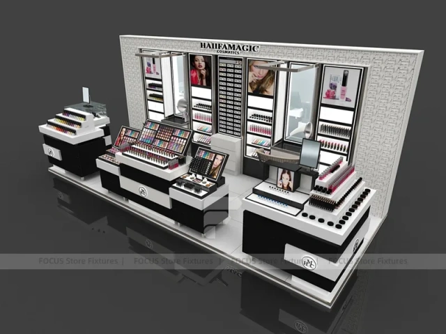 Black Tiered Makeup Gondola Display Island