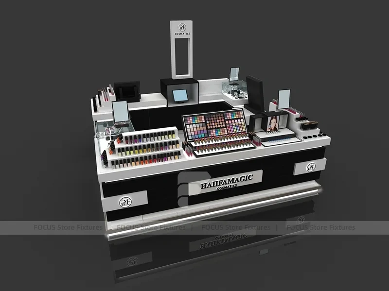 Black Tiered Makeup Gondola Display Island