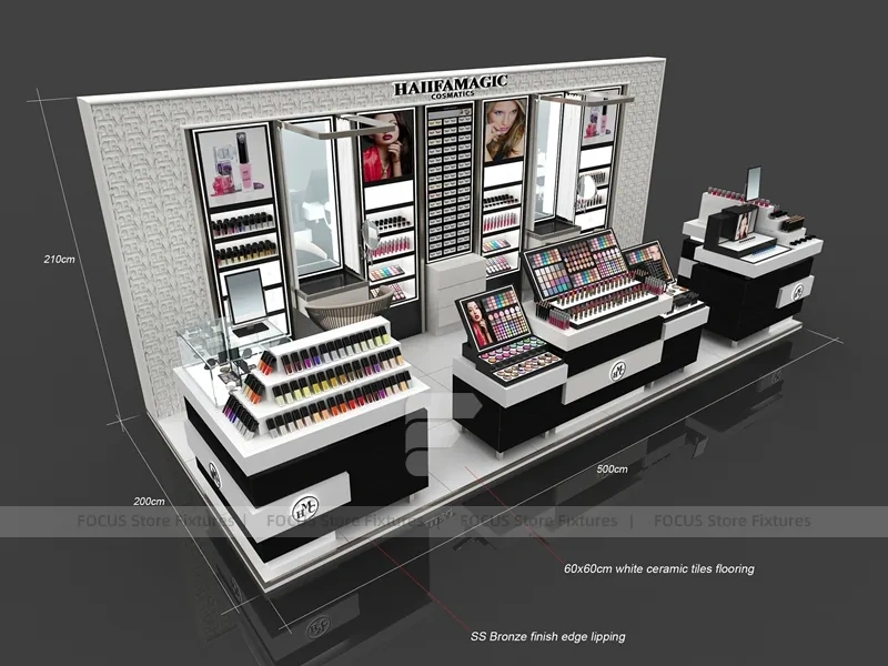 Black Tiered Makeup Gondola Display Island