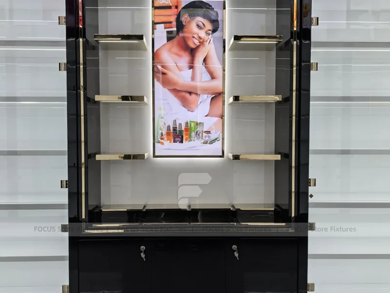Black Wall Display Fixture with Center Poster