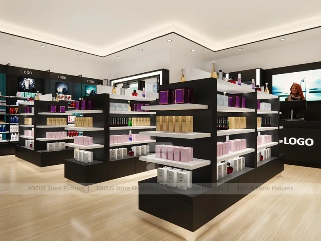 Black White Beauty Store Shelving Layout