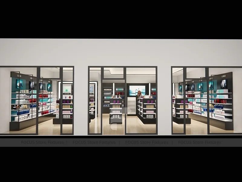 Black White Beauty Store Shelving Layout