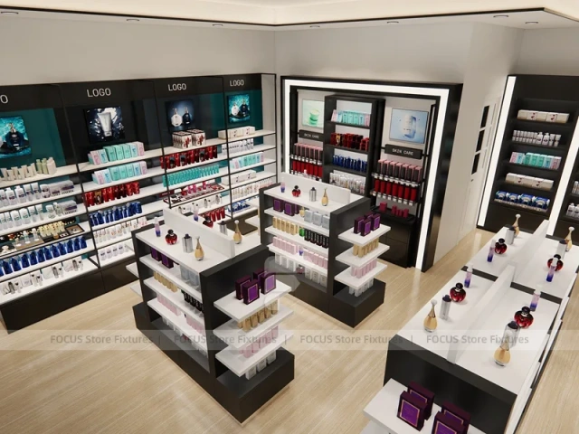 Black White Beauty Store Shelving Layout
