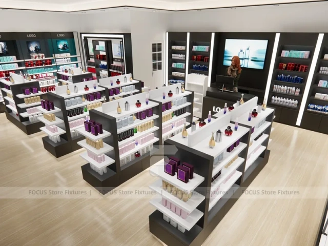 Black White Beauty Store Shelving Layout