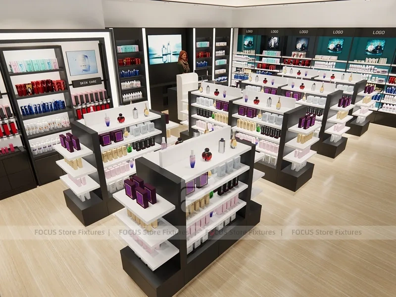 Black White Beauty Store Shelving Layout