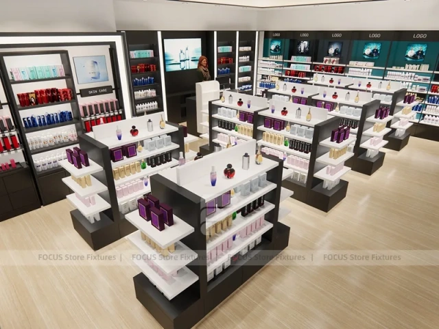 Black White Beauty Store Shelving Layout