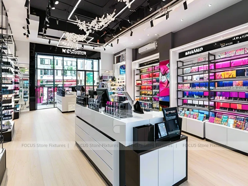 Black White Cosmetic Shop with Cashier Counter
