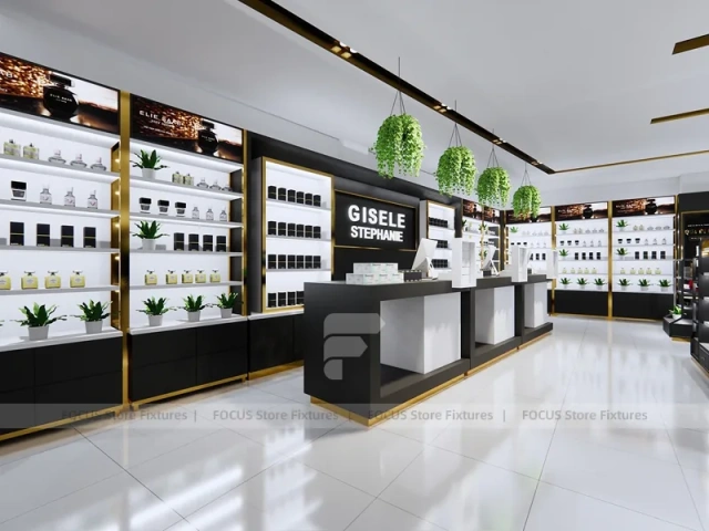 Black White Cosmetics Store Aisle Layout
