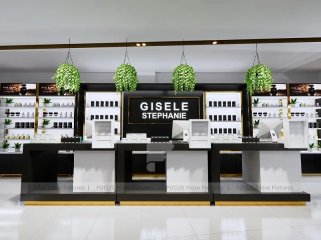 Black White Cosmetics Store Aisle Layout