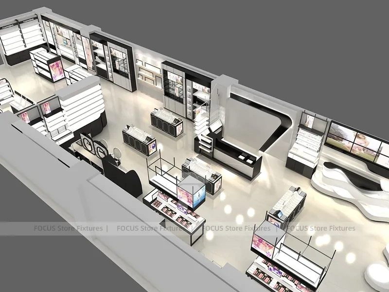 Black White Cosmetics Store Floor Plan Layout