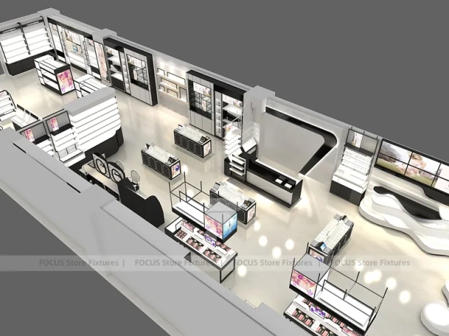 Black White Cosmetics Store Floor Plan Layout