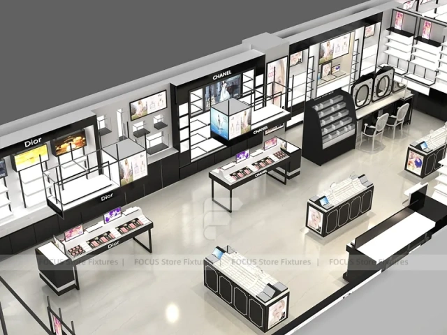 Black White Cosmetics Store Floor Plan Layout