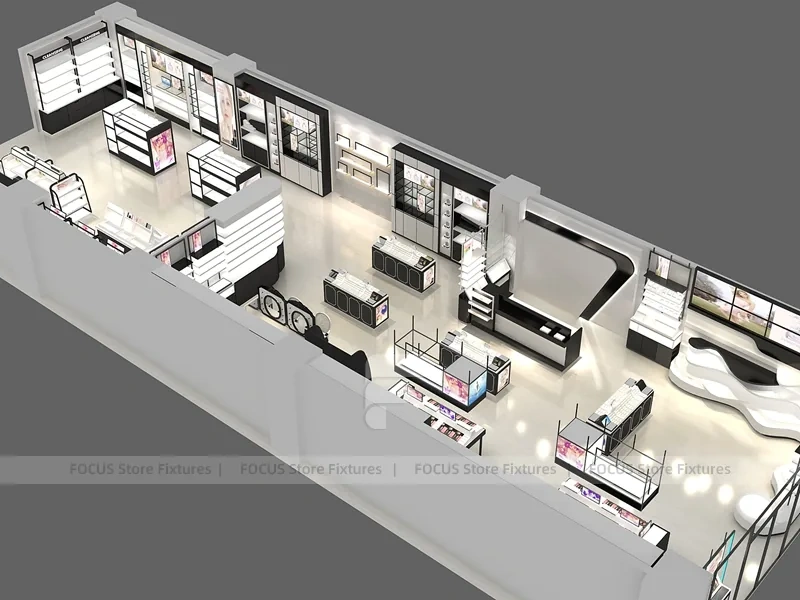 Black White Cosmetics Store Floor Plan Layout
