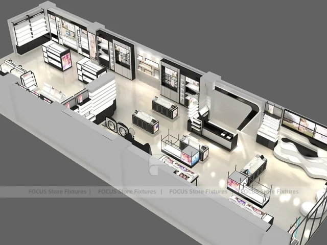 Black White Cosmetics Store Floor Plan Layout