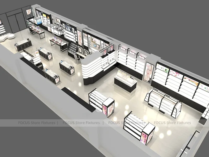 Black White Cosmetics Store Floor Plan Layout