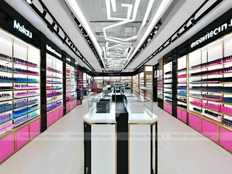 Black White Cosmetics Store with Central Checkout