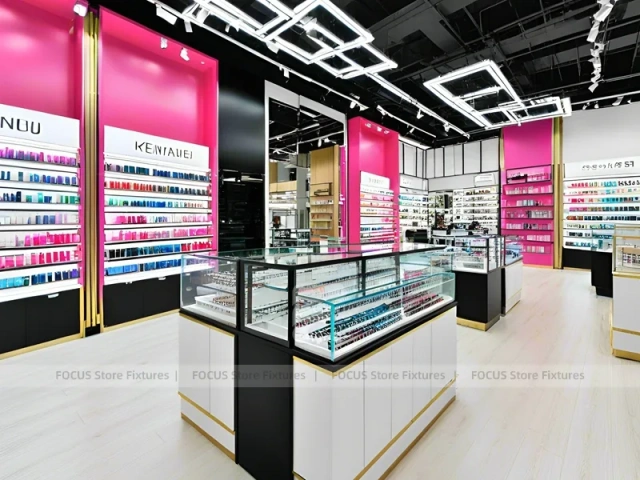 Black White Cosmetics Store with Central Checkout