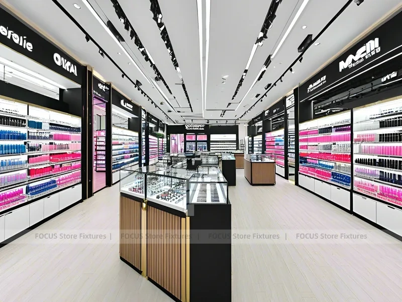 Black White Cosmetics Store with Central Checkout
