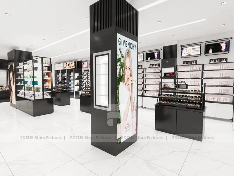 Black White Cosmetics Wall and Gondola Display