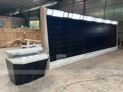 Black White Curved Mobile Phone Store Counter