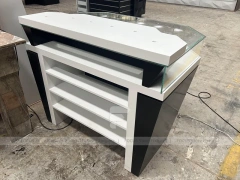 Black White Curved Mobile Phone Store Counter