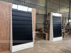 Black White Curved Mobile Phone Store Counter